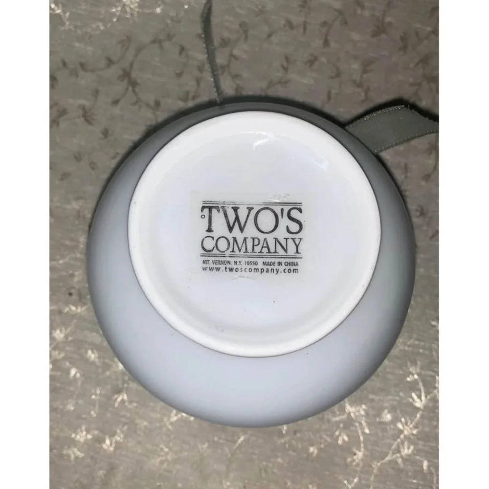 Two's Company Bridal Lace White Porcelain Reticulated Bud Vase Sage Green Ribbon